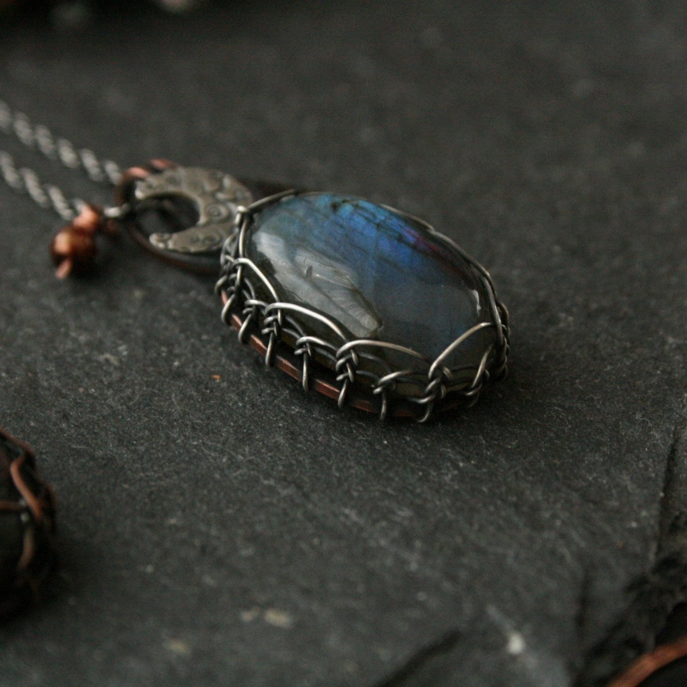Cloudy Moon Viking Knit Labradorite Necklace - Andune Jewellery