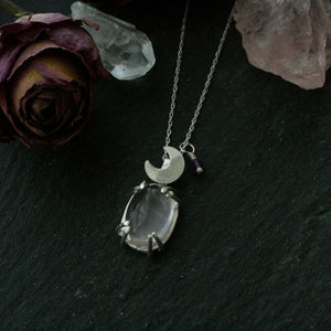 Dainty Rose Quartz Moon Necklace - Andune Jewellery