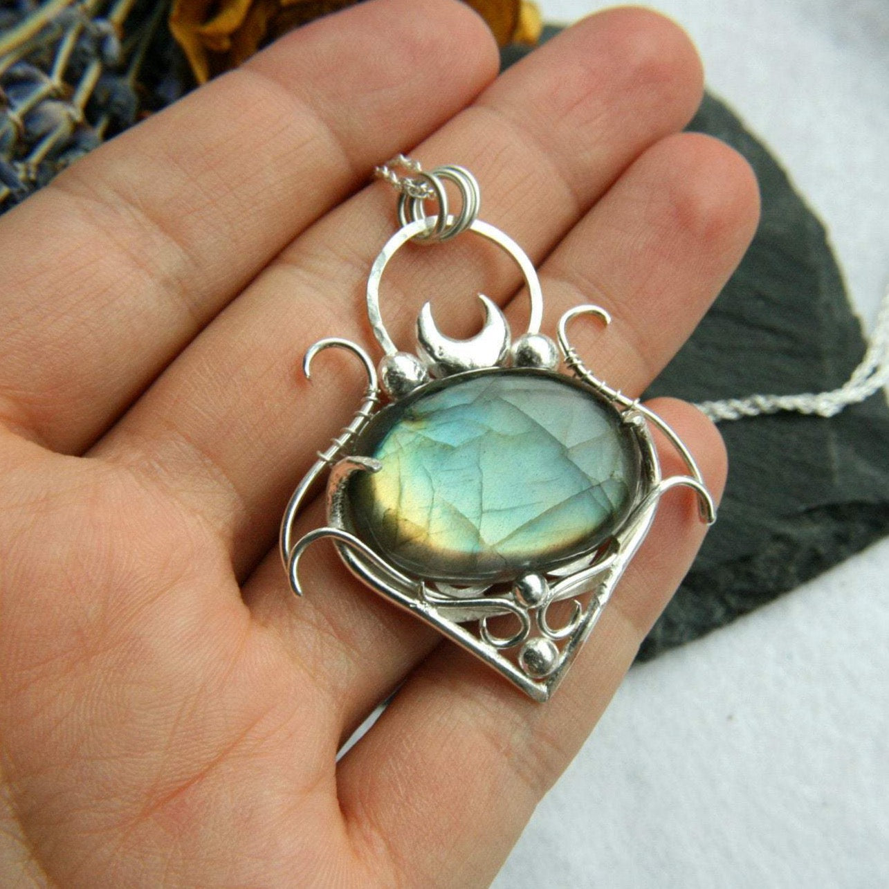 Hecate Moon Labradorite Necklace - Andune Jewellery