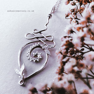 Silver Leaves Unalome Necklace