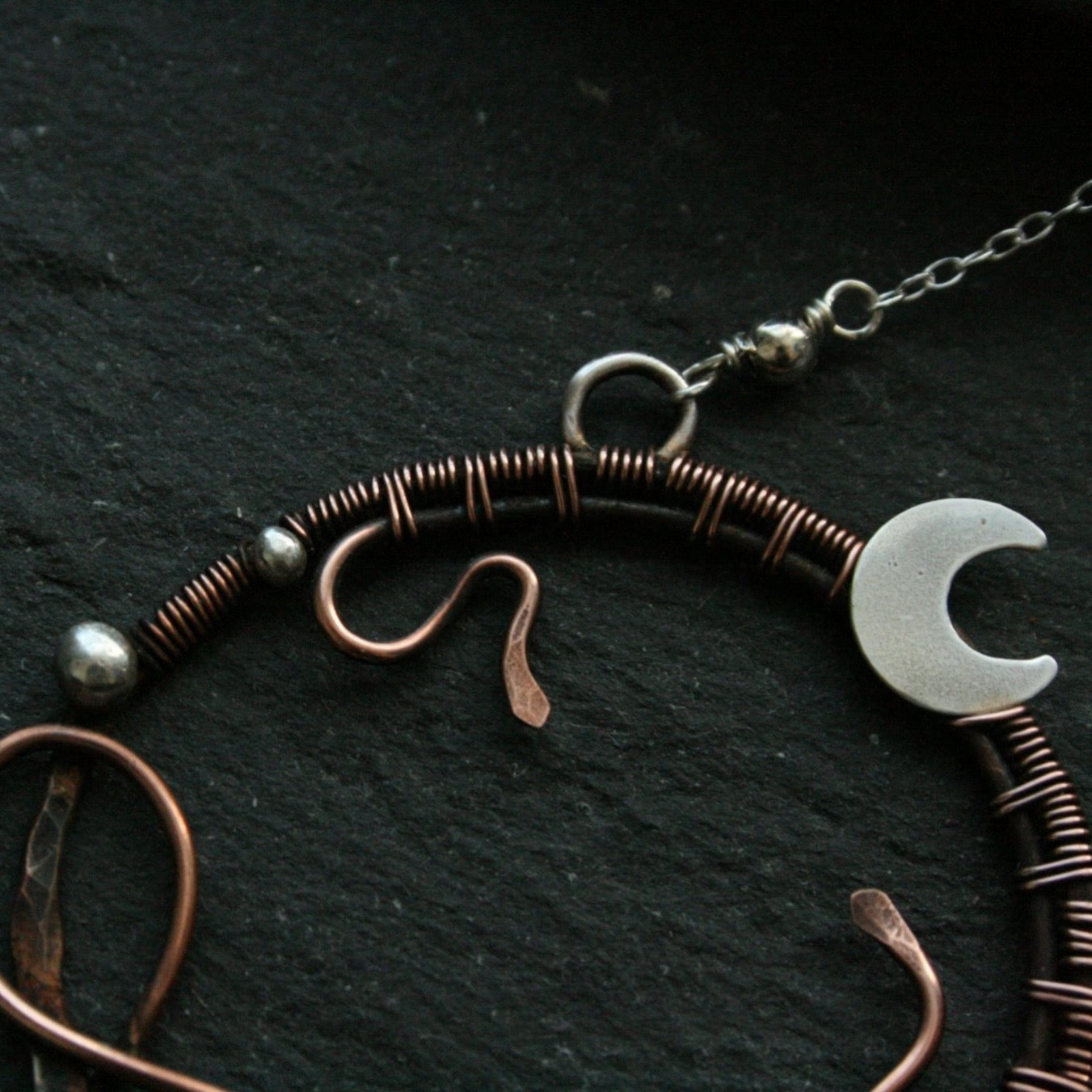 Midnight Medusa - Copper & 925 Silver Rose Quartz Necklace - Andune Jewellery