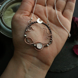Midnight Medusa - Copper & 925 Silver Rose Quartz Necklace - Andune Jewellery