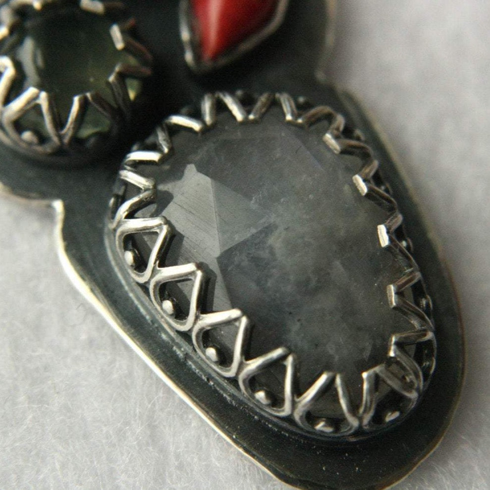 Moonstone, Pehnite and Coral Necklace - Andune Jewellery