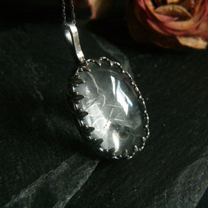 Quartz Crystal Necklace with Unalome Detail - Andune Jewellery