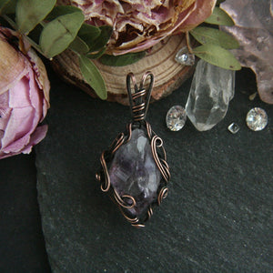Raw Amethyst Crystal Necklace in Copper - Andune Jewellery