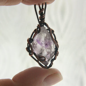 Raw Amethyst Crystal Necklace in Copper - Andune Jewellery
