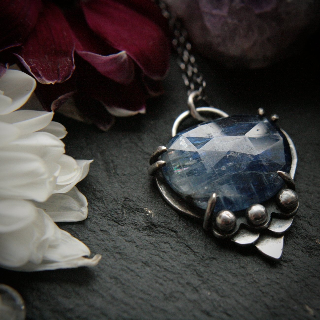 Silver Blue Kyanite Necklace Handmade - Andune Jewellery