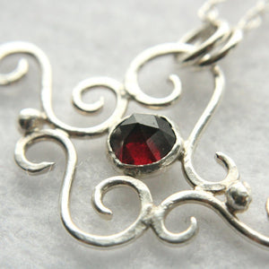 Silver Cloud Necklace with Red Garnet - Andune Jewellery