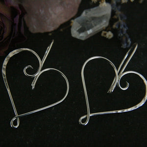 Silver Heart Earrings - Front Facing - Andune Jewellery