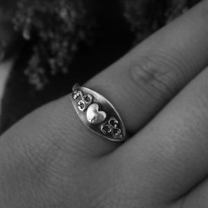 Silver Heart Saddle Ring Size 6.5/N - Andune Jewellery