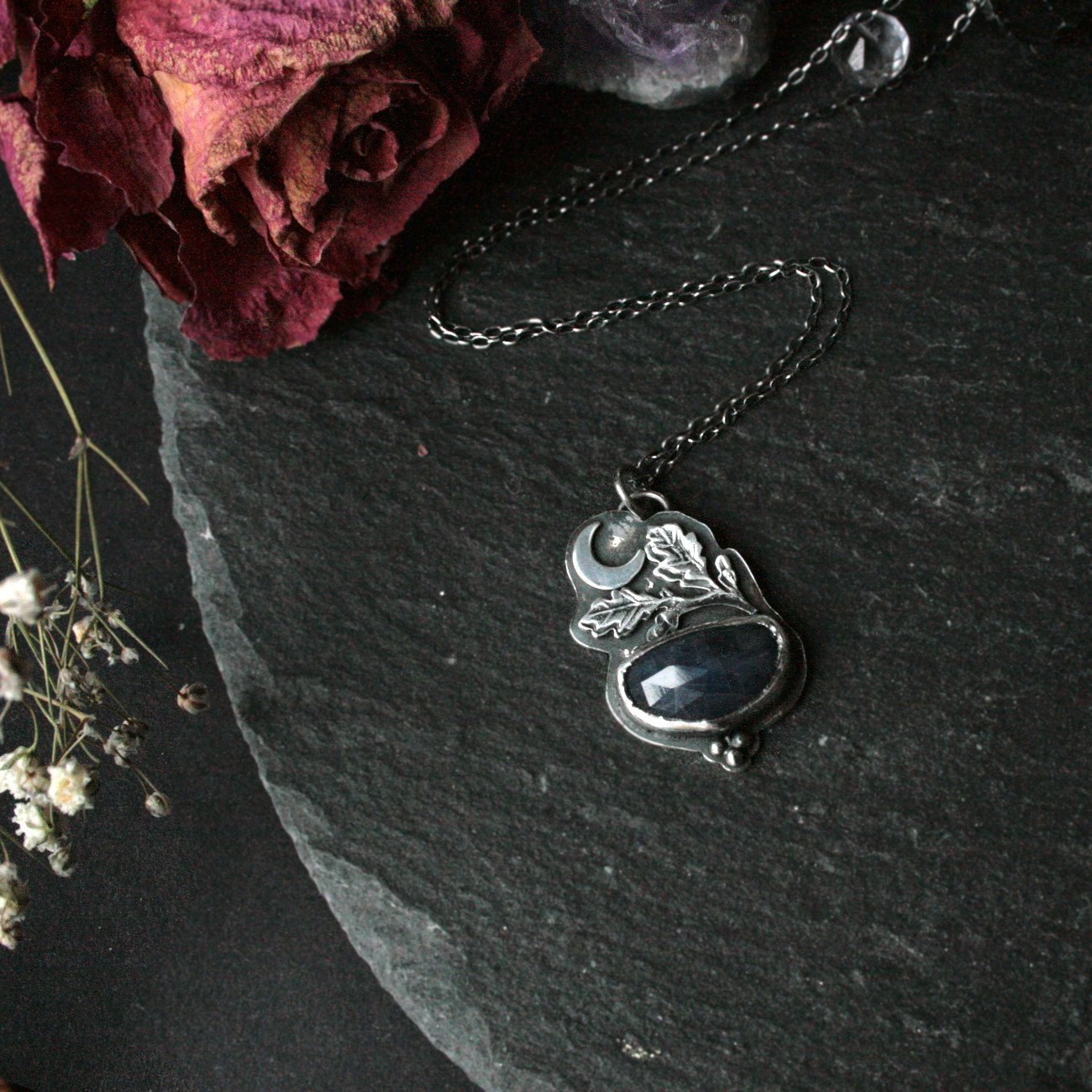 Silver Sapphire Necklace 2 - Andune Jewellery