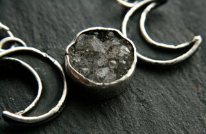 Triple Moon Necklace with Diamond Druzy - Andune Jewellery