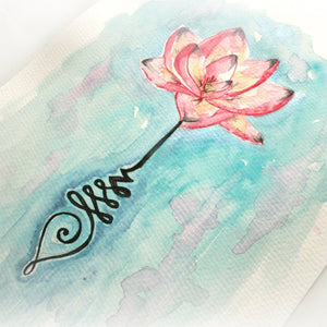 Unalome and Lotus Flower Original Watercolour Painting A4 - Andune Jewellery
