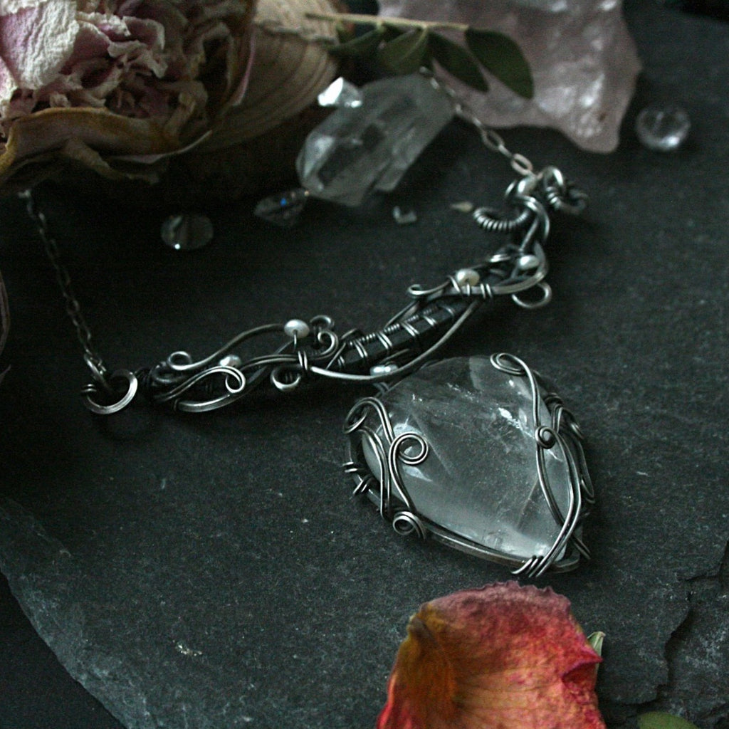 Wire Wrapped Clear Quartz Crystal Necklace - Andune Jewellery