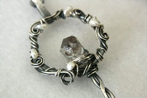 Wire Wrapped Key Necklace with Herkimer Diamond - Andune Jewellery