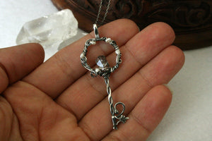 Wire Wrapped Key Necklace with Herkimer Diamond - Andune Jewellery