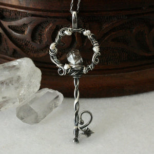 Wire Wrapped Key Necklace with Herkimer Diamond - Andune Jewellery