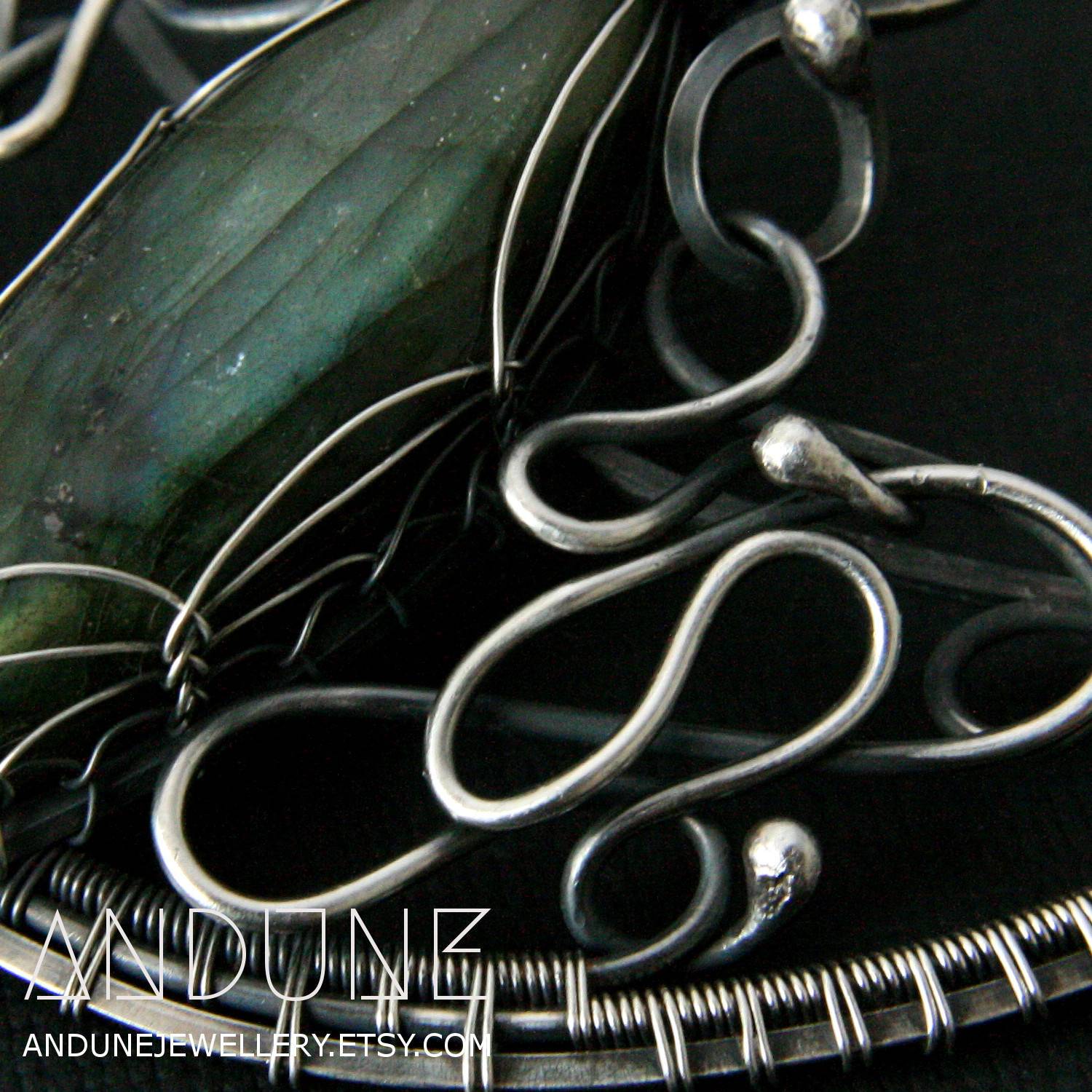Wire Wrapped Labradorite Bat Necklace - Andune Jewellery